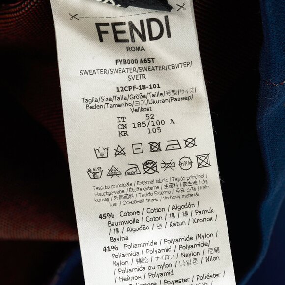 Fendi x Fila Navy Cotton-Blend Logo Stripe Pullover Hoodie - Picture 13 of 16